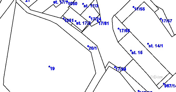 Parcela st. 20/1 v KÚ Oselce, Katastrální mapa