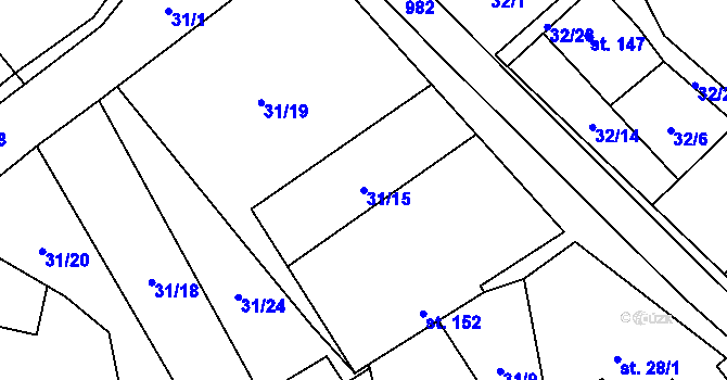 Parcela st. 31/15 v KÚ Oselce, Katastrální mapa