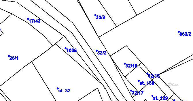 Parcela st. 32/2 v KÚ Oselce, Katastrální mapa