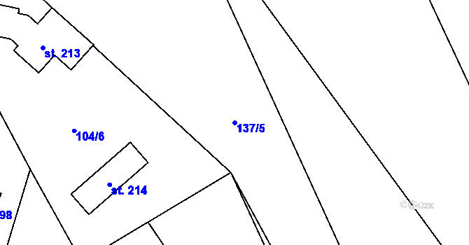 Parcela st. 137/5 v KÚ Oselce, Katastrální mapa