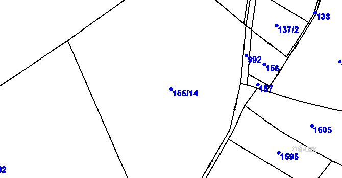Parcela st. 155/14 v KÚ Oselce, Katastrální mapa