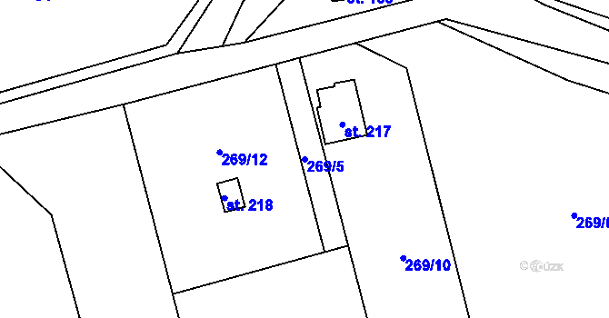 Parcela st. 269/5 v KÚ Oselce, Katastrální mapa