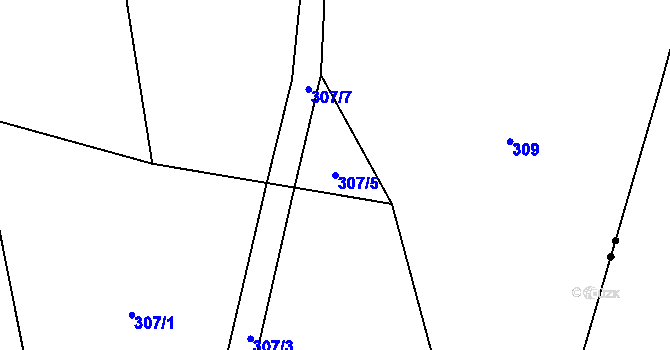 Parcela st. 307/5 v KÚ Oselce, Katastrální mapa