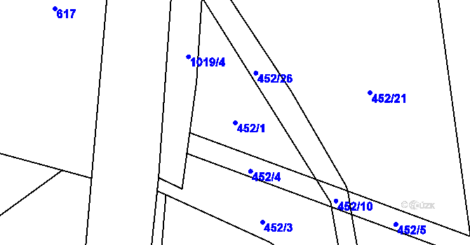 Parcela st. 452/1 v KÚ Oselce, Katastrální mapa
