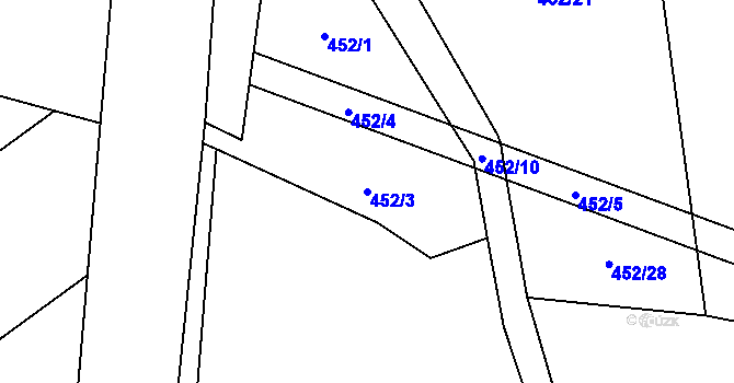 Parcela st. 452/3 v KÚ Oselce, Katastrální mapa