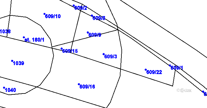 Parcela st. 609/3 v KÚ Oselce, Katastrální mapa