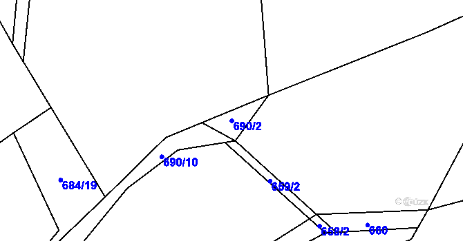 Parcela st. 690/2 v KÚ Oselce, Katastrální mapa