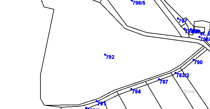 Parcela st. 792 v KÚ Oselce, Katastrální mapa