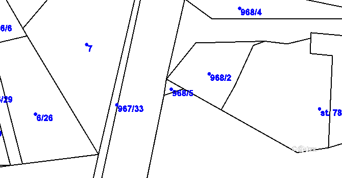 Parcela st. 968/5 v KÚ Oselce, Katastrální mapa