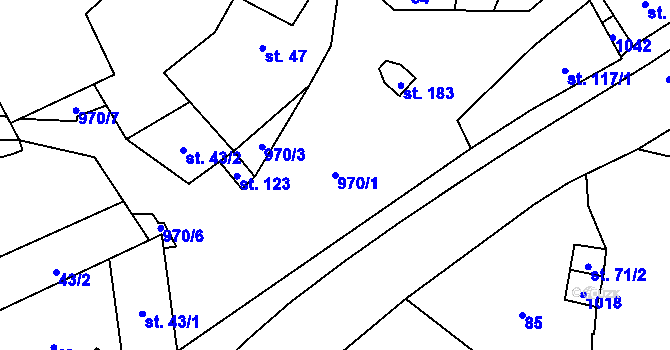 Parcela st. 970/1 v KÚ Oselce, Katastrální mapa