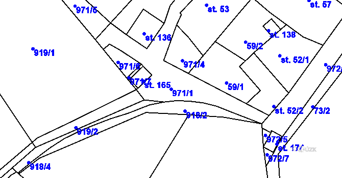 Parcela st. 971/1 v KÚ Oselce, Katastrální mapa