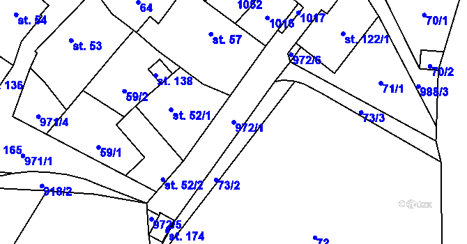 Parcela st. 972/1 v KÚ Oselce, Katastrální mapa