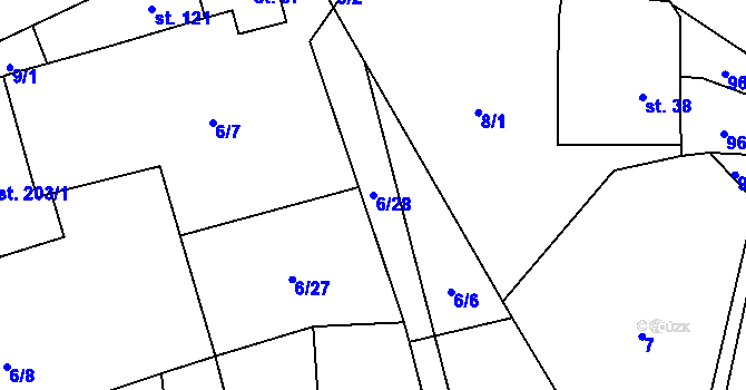 Parcela st. 6/28 v KÚ Oselce, Katastrální mapa