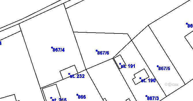 Parcela st. 867/6 v KÚ Oselce, Katastrální mapa