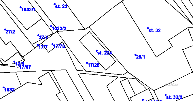 Parcela st. 224 v KÚ Oselce, Katastrální mapa