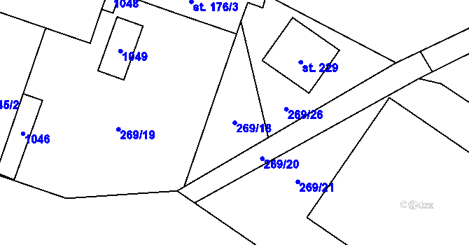 Parcela st. 269/18 v KÚ Oselce, Katastrální mapa