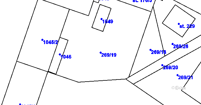 Parcela st. 269/19 v KÚ Oselce, Katastrální mapa
