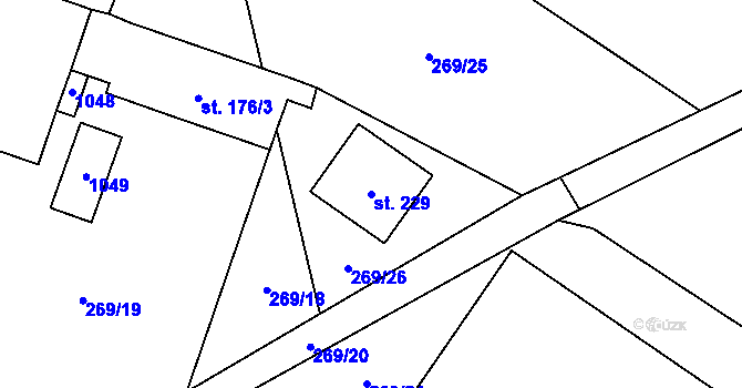 Parcela st. 229 v KÚ Oselce, Katastrální mapa