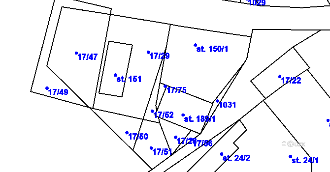 Parcela st. 17/75 v KÚ Oselce, Katastrální mapa