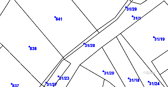 Parcela st. 31/28 v KÚ Oselce, Katastrální mapa