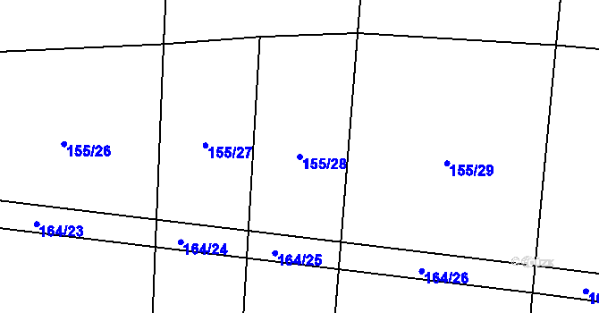 Parcela st. 155/28 v KÚ Oselce, Katastrální mapa
