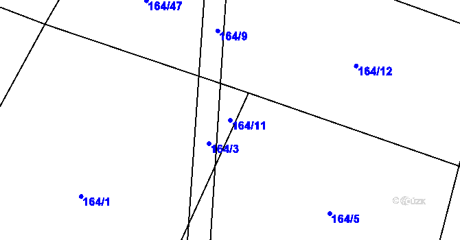 Parcela st. 164/11 v KÚ Oselce, Katastrální mapa