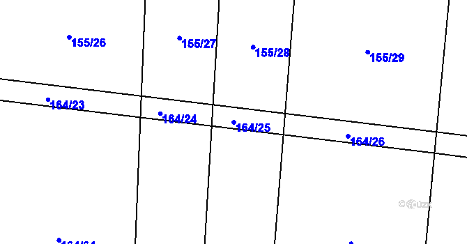 Parcela st. 164/25 v KÚ Oselce, Katastrální mapa