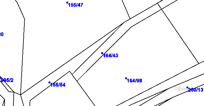 Parcela st. 164/43 v KÚ Oselce, Katastrální mapa