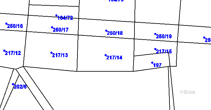 Parcela st. 217/14 v KÚ Oselce, Katastrální mapa