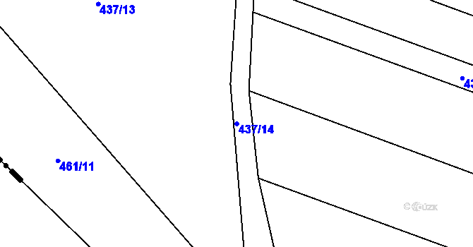 Parcela st. 437/14 v KÚ Oselce, Katastrální mapa