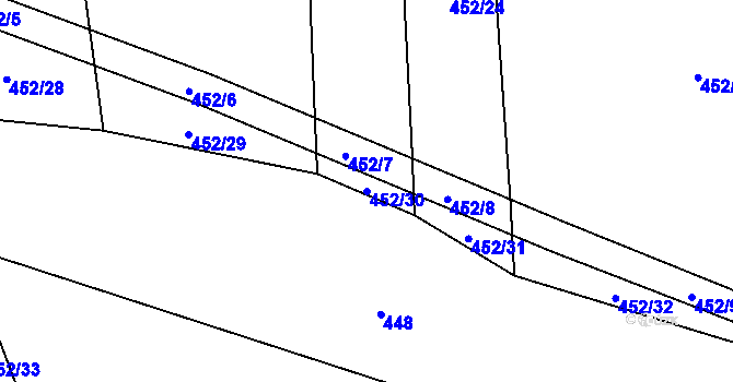 Parcela st. 452/30 v KÚ Oselce, Katastrální mapa