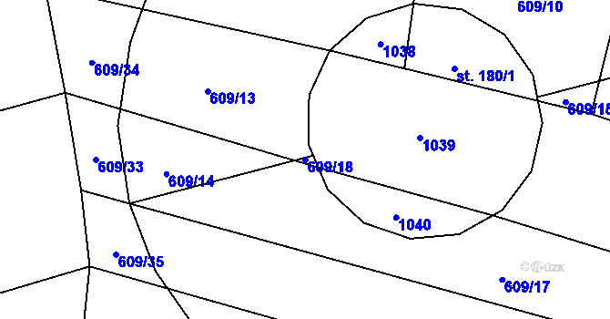 Parcela st. 609/18 v KÚ Oselce, Katastrální mapa