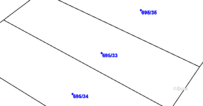 Parcela st. 695/33 v KÚ Oselce, Katastrální mapa