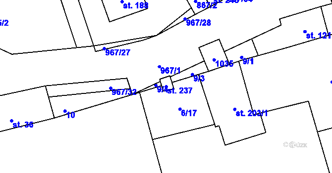 Parcela st. 237 v KÚ Oselce, Katastrální mapa