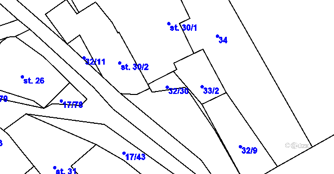 Parcela st. 32/30 v KÚ Oselce, Katastrální mapa