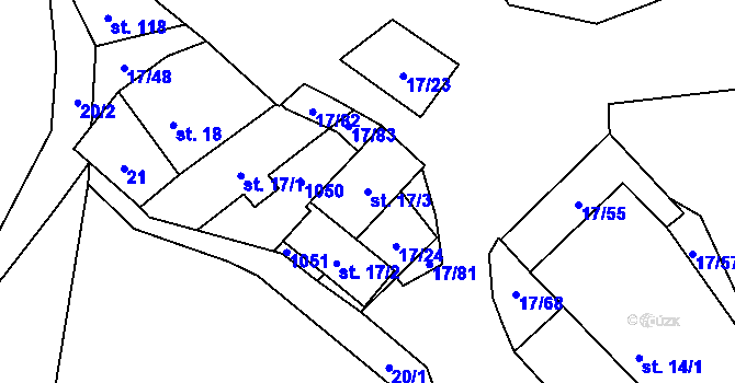 Parcela st. 17/3 v KÚ Oselce, Katastrální mapa