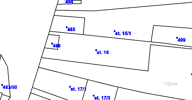 Parcela st. 16 v KÚ Osice, Katastrální mapa
