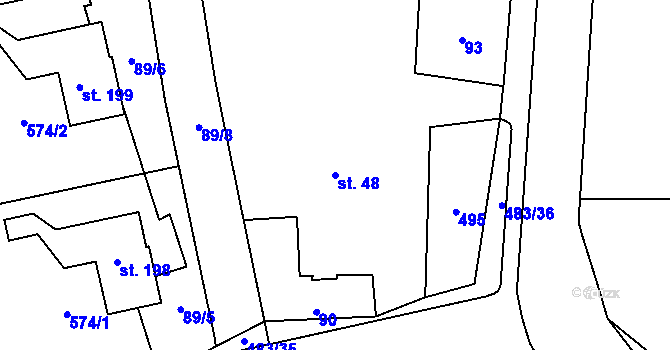 Parcela st. 48 v KÚ Osice, Katastrální mapa