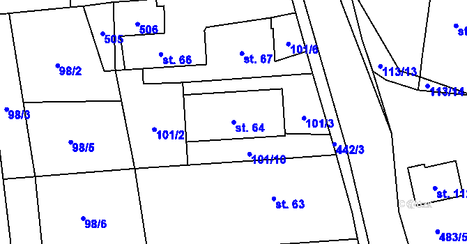 Parcela st. 64 v KÚ Osice, Katastrální mapa