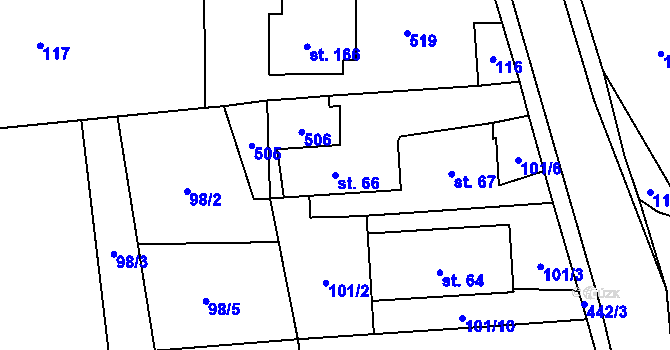 Parcela st. 66 v KÚ Osice, Katastrální mapa