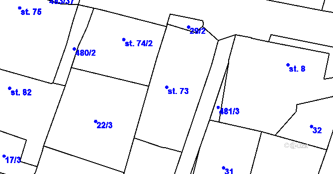 Parcela st. 73 v KÚ Osice, Katastrální mapa