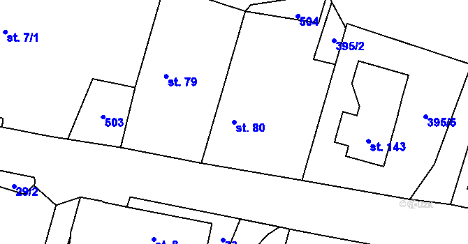 Parcela st. 80 v KÚ Osice, Katastrální mapa