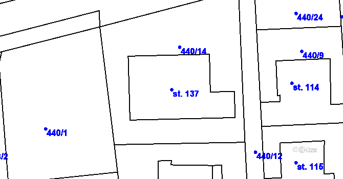 Parcela st. 137 v KÚ Osice, Katastrální mapa