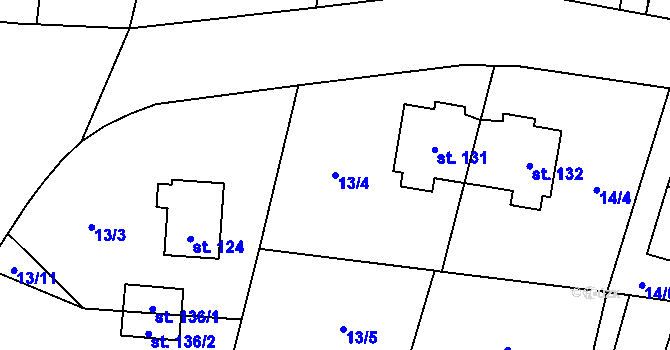 Parcela st. 13/4 v KÚ Osice, Katastrální mapa