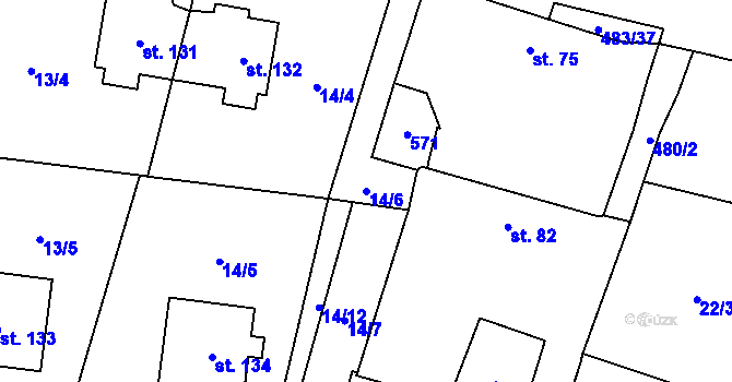 Parcela st. 14/6 v KÚ Osice, Katastrální mapa