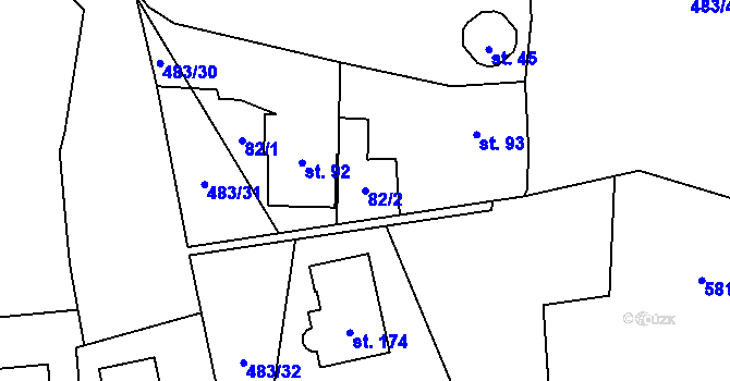 Parcela st. 82/2 v KÚ Osice, Katastrální mapa