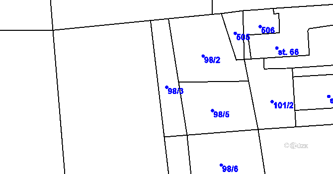 Parcela st. 98/3 v KÚ Osice, Katastrální mapa