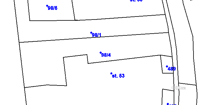 Parcela st. 98/4 v KÚ Osice, Katastrální mapa
