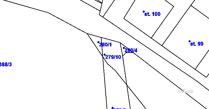 Parcela st. 279/10 v KÚ Osice, Katastrální mapa