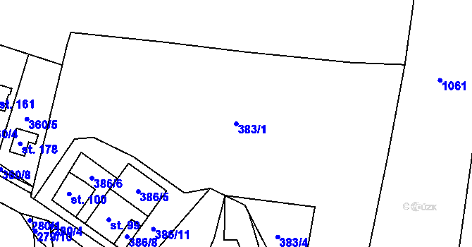 Parcela st. 383/1 v KÚ Osice, Katastrální mapa